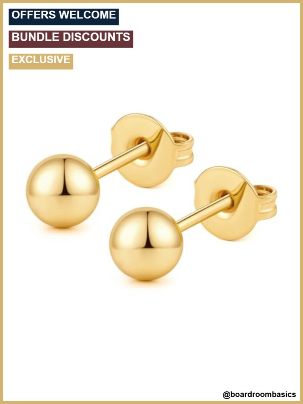 14k Gold Plated Ball Stud Earrings for Women Round Sphere Studs